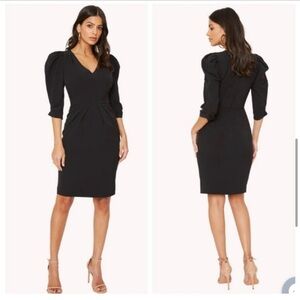 Black Halo Livia Puff Sleeve Sheath Dress 14 Black ASO Carrie Inaba The Talk